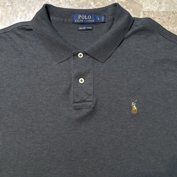 Polo Ralph Lauren Shirt Mens Large Grey Flesh Pony Pima Soft Touch Short Sleeve - Picture 1 of 8